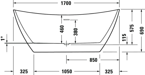 Duravit DuraVato - Voľne stojaca vaňa 1700x710 mm, biela 700570000000000