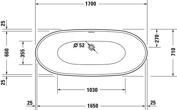Duravit DuraVato - Voľne stojaca vaňa 1700x710 mm, biela 700570000000000