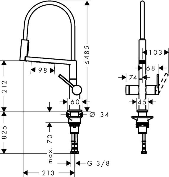 Hansgrohe Talis Select M54 - Páková kuchynská batéria Semi-Pro, 3jet, chróm 72861000