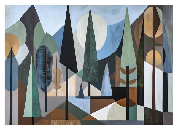 Sklenený obraz - Prírodná geometrická abstrakcia II. (70x50 cm)