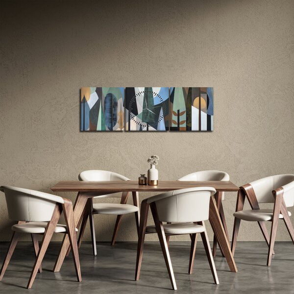 Obraz - Prírodná geometrická abstrakcia II. (s hodinami) (90x30 cm)