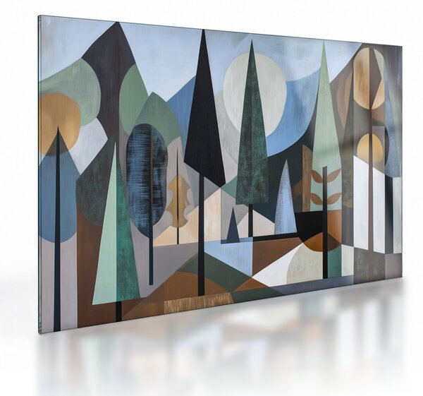 Sklenený obraz - Prírodná geometrická abstrakcia II. (70x50 cm)