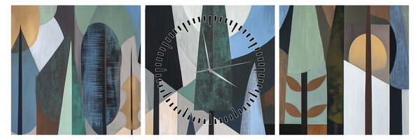 Obraz - Prírodná geometrická abstrakcia II. (s hodinami) (90x30 cm)