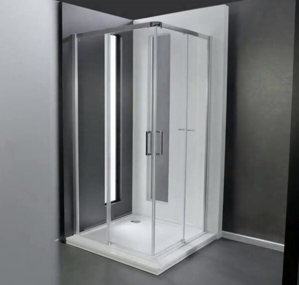 Hüppe Classics 2 EasyEntry - Posuvné dvere rohový vstup 2-dielny (1/2) 800x2000 mm, upevnenie vpravo, strieborná pololesklá, číre sklo s Anti-Plaque C25201.069.322