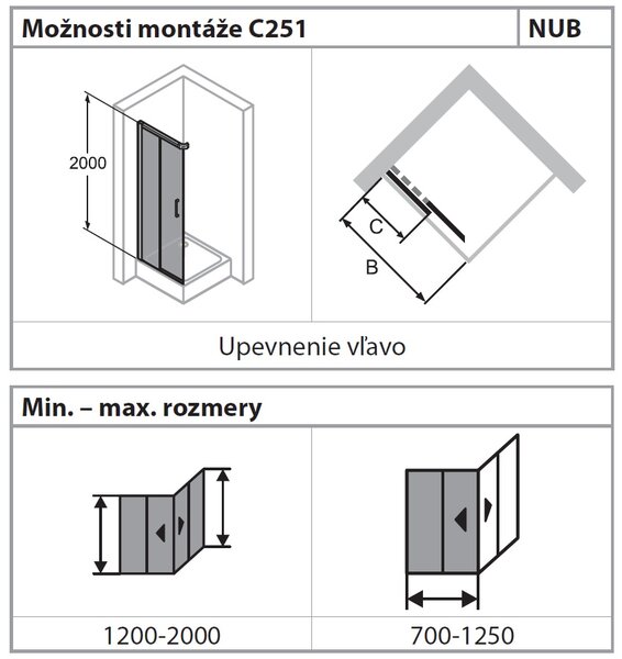 Hüppe Classics 2 EasyEntry - Posuvné dvere rohový vstup 2-dielny (1/2) 800x2000 mm, upevnenie vľavo, strieborná pololesklá, číre sklo s Anti-Plaque C25101.069.322
