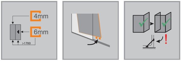 Hüppe Classics 2 EasyEntry - Posuvné dvere 1-dielne s pevným segmentom 2000x1200 mm, upevnenie vpravo, strieborná pololesklá, číre sklo s Anti-Plaque C25609.069.322