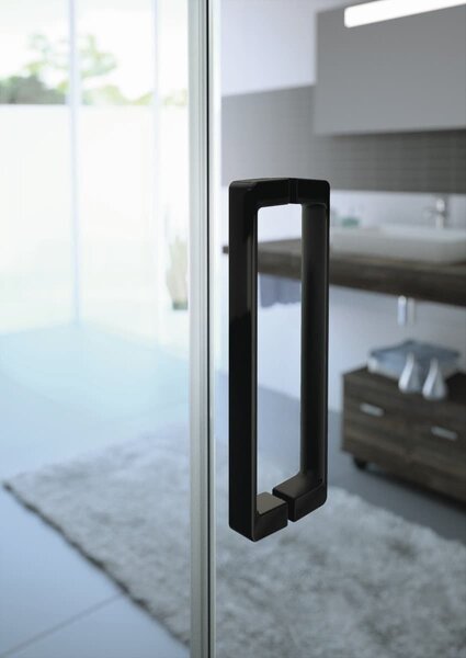 Hüppe Classics 2 EasyEntry - Posuvné dvere rohový vstup 2-dielny (1/2) 800x2000 mm, upevnenie vpravo, Black Edition, číre sklo s Anti-Plaque C25201.123.322