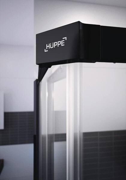 Hüppe Classics 2 EasyEntry - Posuvné dvere rohový vstup 2-dielny (1/2) 800x2000 mm, upevnenie vpravo, Black Edition, číre sklo s Anti-Plaque C25201.123.322