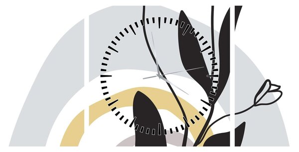 Obraz - Kvety vo váze N⁰1 (s hodinami) (90x30 cm)