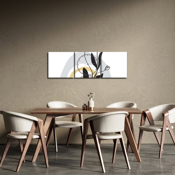 Obraz - Kvety vo váze N⁰1 (s hodinami) (90x30 cm)
