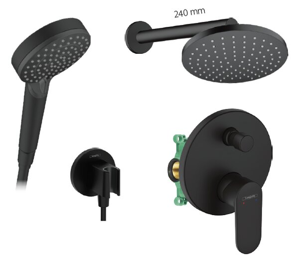 Hansgrohe set 20 - Sprchový systém pod omietku s pákovou batériou, komplet, čierna matná