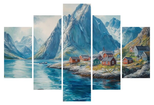Obraz - Nórska dedinka (150x105 cm)