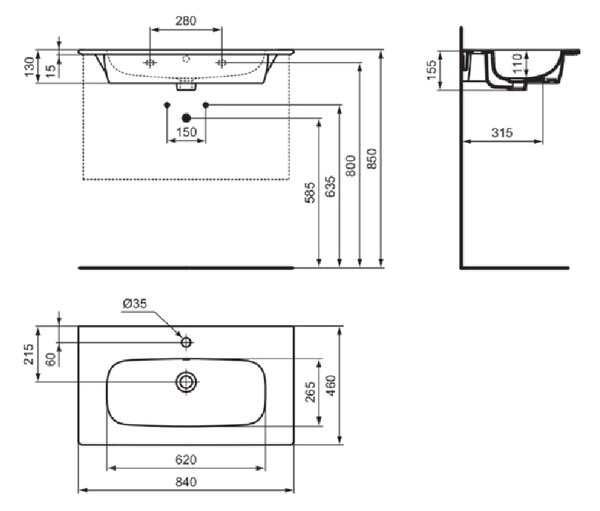 Ideal Standard i.life - Umývadlo so skrinkou 800 mm, orech