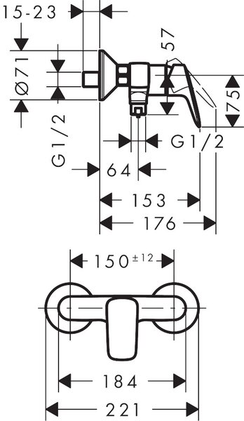 Hansgrohe Logis - Sprchová batéria na stenu, čierna matná 71600670
