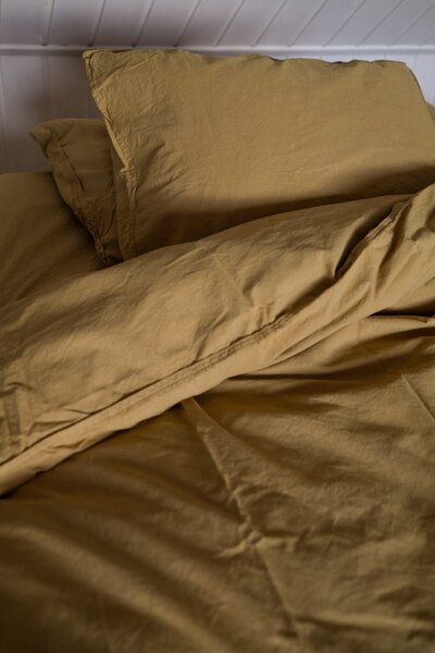 Bielizeň z organickej bavlny Crinkle Mustard Gold 150 × 210 cm