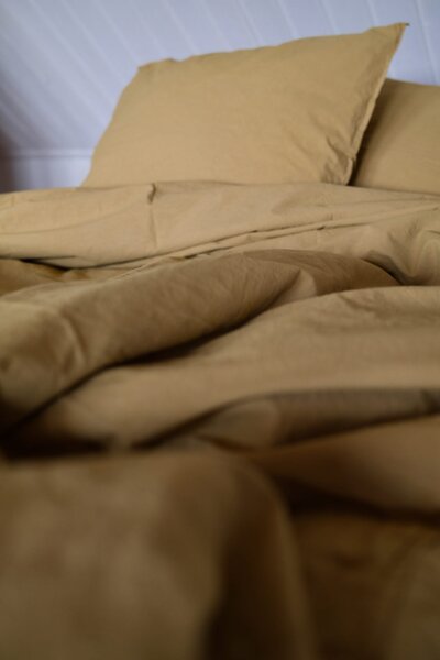 Bielizeň z organickej bavlny Crinkle Mustard Gold 150 × 210 cm