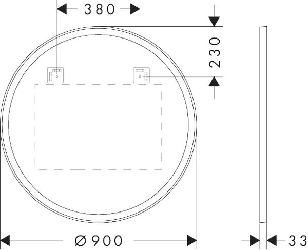 Hansgrohe Xarita Lite S - Okrúhle zrkadlo s LED osvetlením po obvode ⌀ 900 mm s infračerveným senzorom, čierna matná 54980670