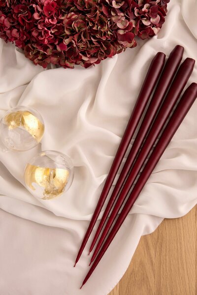 Svíčka Taper 32 cm – 44 Deep Wine Matt – set 2 ks