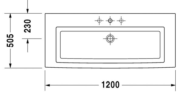 Duravit 2nd floor - Umývadlo do nábytku 1200x505 mm s prepadom, biela 0491120000