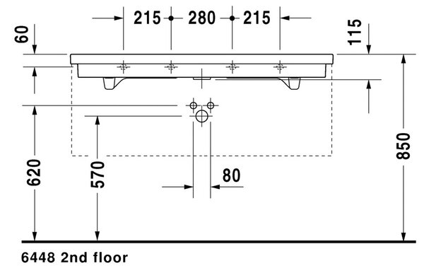Duravit 2nd floor - Umývadlo do nábytku 1200x505 mm s prepadom, biela 0491120000