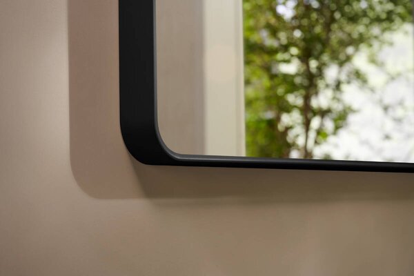 Hansgrohe Xarita Lite Q - Zrkadlo s horizontálnym LED osvetlením 700x600 mm s nástenným vypínačom, čierna matná 54957670
