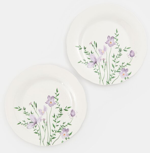 Sinsay - Keramické taniere s kvetinovým motívom, 2 pack - viacfarebná