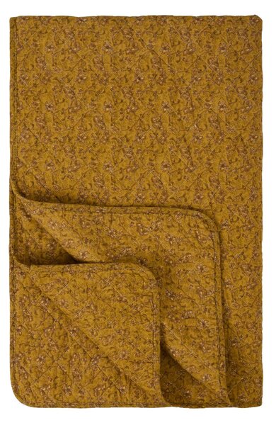 Prešívaný prehoz Mustard / flowers 130 × 180 cm