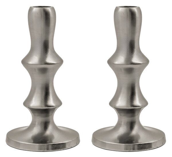 Hliníkový svietnik Reese Silver Finish – set 2 ks