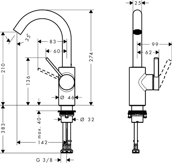 Hansgrohe Zesis S - Umývadlová batéria 210 CoolStart s otočným výtokom bez odtokovej súpravy, chróm 74741000