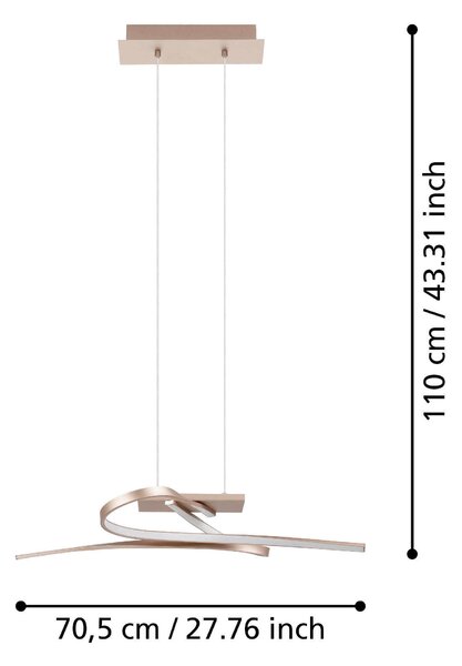 ZÁVESNÉ LED SVIETIDLO, 70,5 cm Eglo - Online Only bytové doplnky, Online Only
