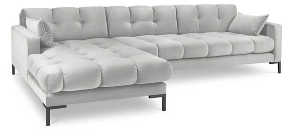 MUZZA Rohová pohovka mamaia ľavá 293 cm zamat svetlosivá