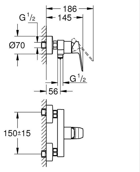 GROHE Cubeo Professional - Páková sprchová batéria na stenu, chróm 1018240000