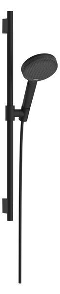 Hansgrohe Raindance Alive Select S - Sprchová súprava 125, 3 jet, Ecosmart, so sprchovou tyčou Unica S Puro 65 cm, čierna matná 24602670