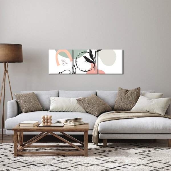 Obraz - Kvety vo váze N⁰3 (s hodinami) (90x30 cm)