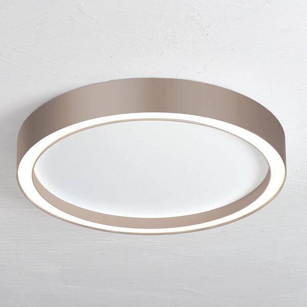 BOPP Stropné LED svetlo Bopp Aura, Ø 55 cm, biele/šedohnedé, Hnedá / hrdzavá, Obývacia izba / jedáleň, Hliník, Moderný, Závesné svietidlo
