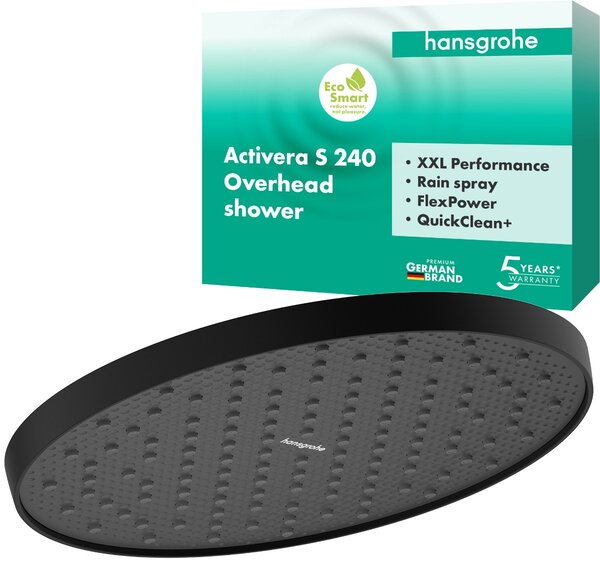 Hansgrohe Activera S - Hlavová sprcha 240 1jet EcoSmart, čierna matná 28056670