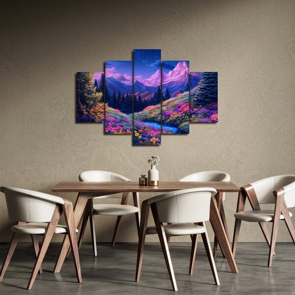 Obraz - Fialová krajina pri úplnku (150x105 cm)