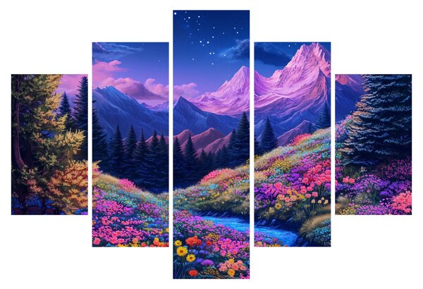 Obraz - Fialová krajina pri úplnku (150x105 cm)