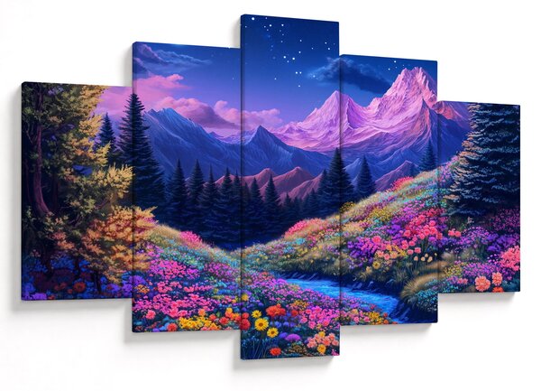 Obraz - Fialová krajina pri úplnku (150x105 cm)