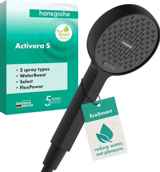 Hansgrohe Activera Select S - Ručná sprcha 95 2jet, EcoSmart, so zosilňovačom prúdu, čierna matná 28035670