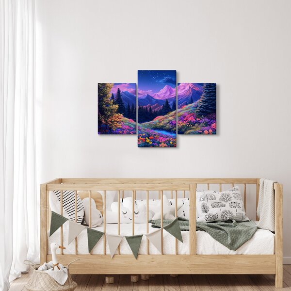 Obraz - Fialová krajina pri úplnku (90x60 cm)