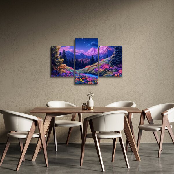 Obraz - Fialová krajina pri úplnku (90x60 cm)