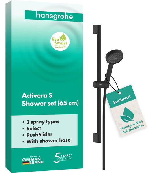Hansgrohe Activera Select S - Sprchová súprava 95 2jet s tyčou 650 mm, EcoSmart, čierna matná 28044670