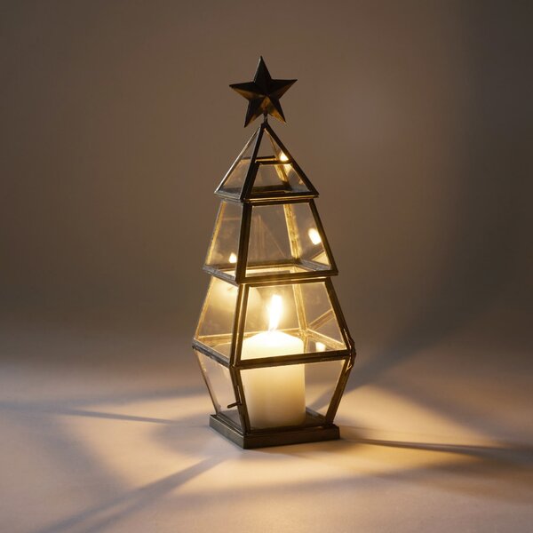 Kovový lampáš Christmas Tree 37 cm