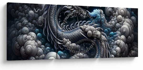 Obraz – Drak v dyme (s hodinami) (90x30 cm)