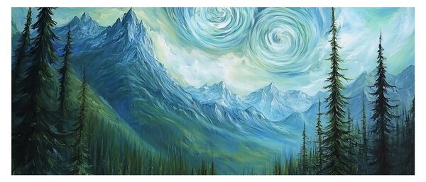 Obraz - Krajina s nádychom Van Gogha (120x50 cm)