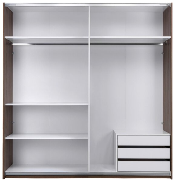 SKRIŇA S POSUVNÝMI DVERAMI, farba vlašského orecha, 200/211,5/61,5 cm P & B - Skrine, Online Only