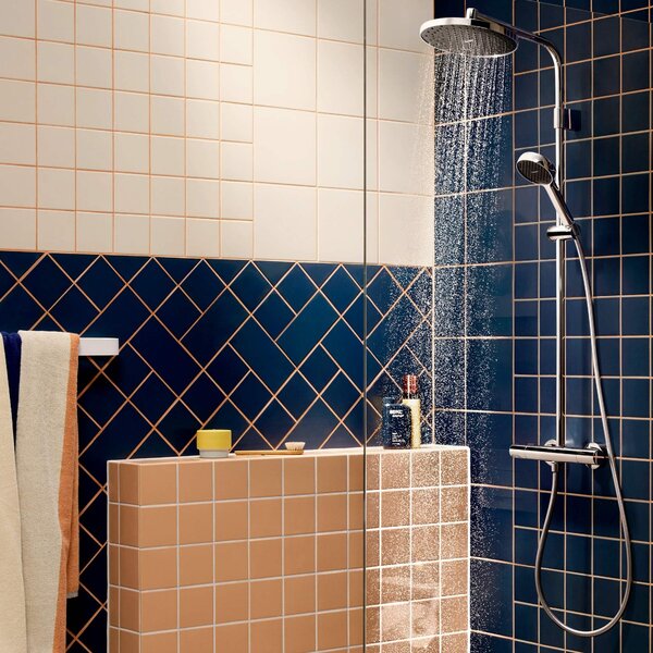 Hansgrohe Activera S - Sprchový systém Showerpipe 240 1jet so sprchovou tyčou Varia s termostatom Ecostat Fine, EcoSmart, chróm 28078000