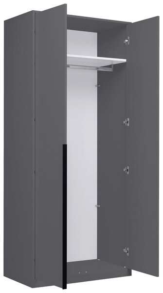 SKRIŇA S OTOČNÝMI DVERAMI, grafitová, 93/211/53 cm P & B - Skrine, Online Only