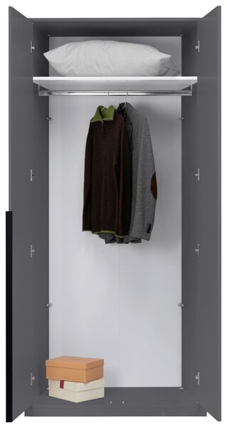 SKRIŇA S OTOČNÝMI DVERAMI, grafitová, 93/211/53 cm P & B - Skrine, Online Only